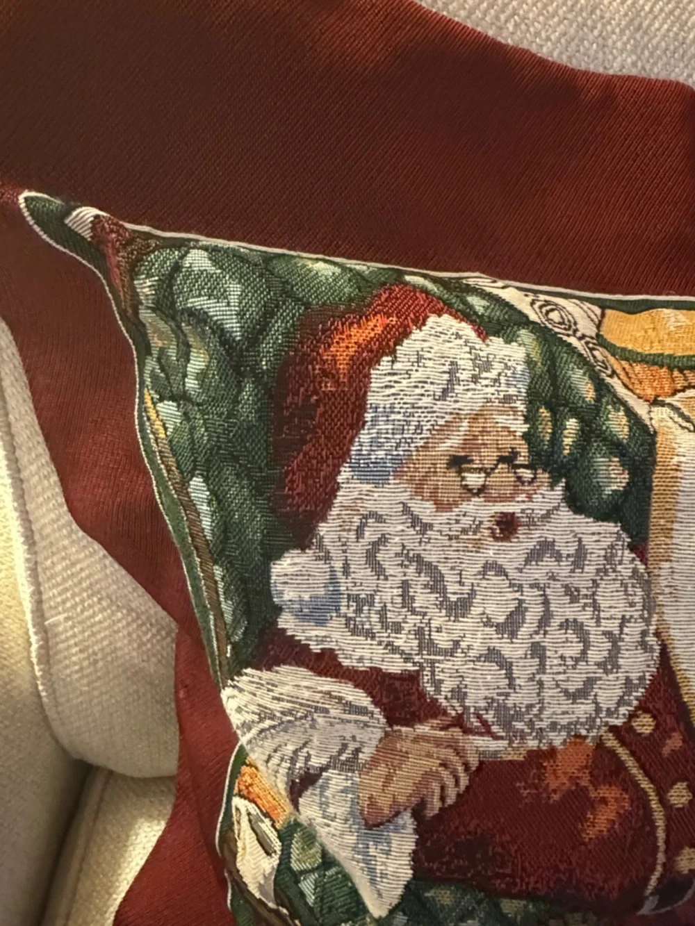 Holiday Santa Decorative Throw Pillow - Red